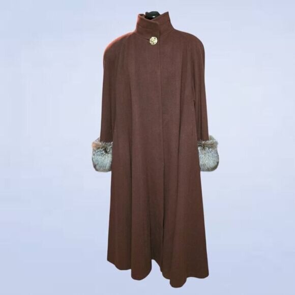 Vintage Holt Renfrew Cashmere and Wool Peacoat with Fur Accents - Extra Large - Picture 1 of 11